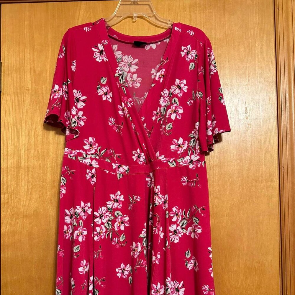 Torrid Pink Floral soft stretchy Dress Womens 1x Plus